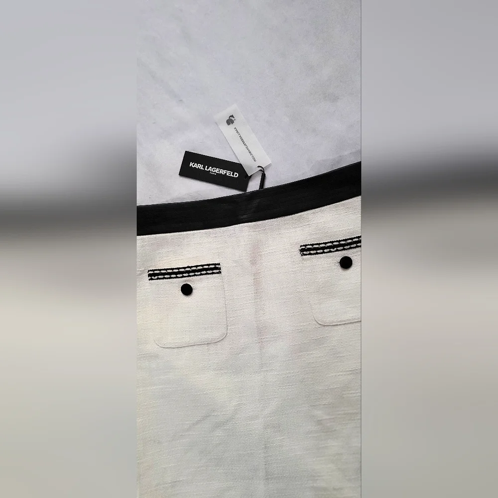 NWT! KARL LAGERFELD PARIS Cotton Women's Mixed Media Skirt Size 6 - Picture 4 of 10
